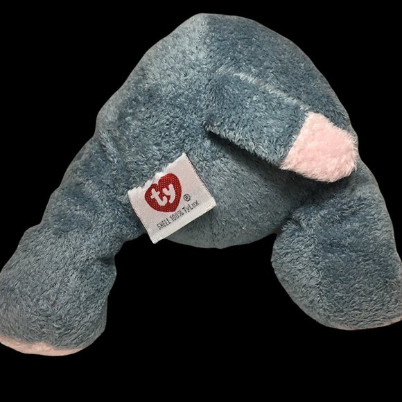 Ty Pluffies Baby Winks Elephant Gray 2007 Tylux Lovey Sewn Soft Eyes Beanie - Picture 5 of 7